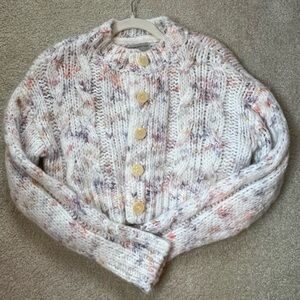 Urban Outfitters Chunky White and Pink Cardigan, Size small